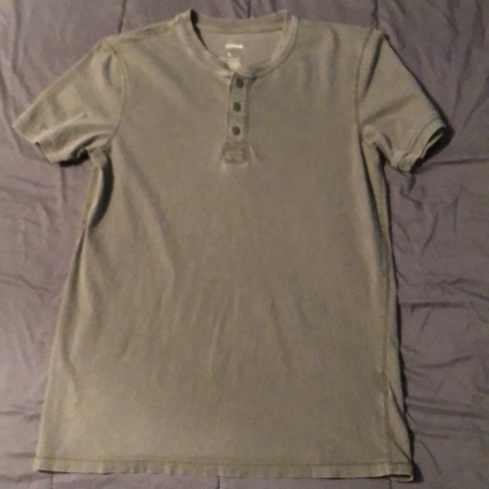 Green button up t-shirt. 100% cotton